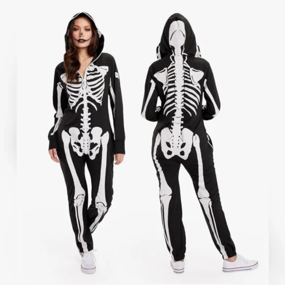 NWT Skeleton Zip Up Onsie. Day Of The Dead - Picture 1 of 8